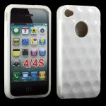 Wholesale iPhone 4 4S Circle Gummy Case (White-Clear)